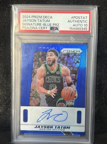 Jayson Tatum 2024 Prizm Deca Auto /49 POP 1! Auto PSA 10! Boston Celtics