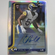 Topps 2025 Chrome Football Chris Paul Jr. Rookie Auto Refractor /499 Rams