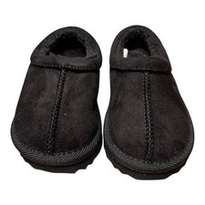 Kids Black Suede Like Slippers Size 5 Faux Fur Lined Slip On House Shoes SU