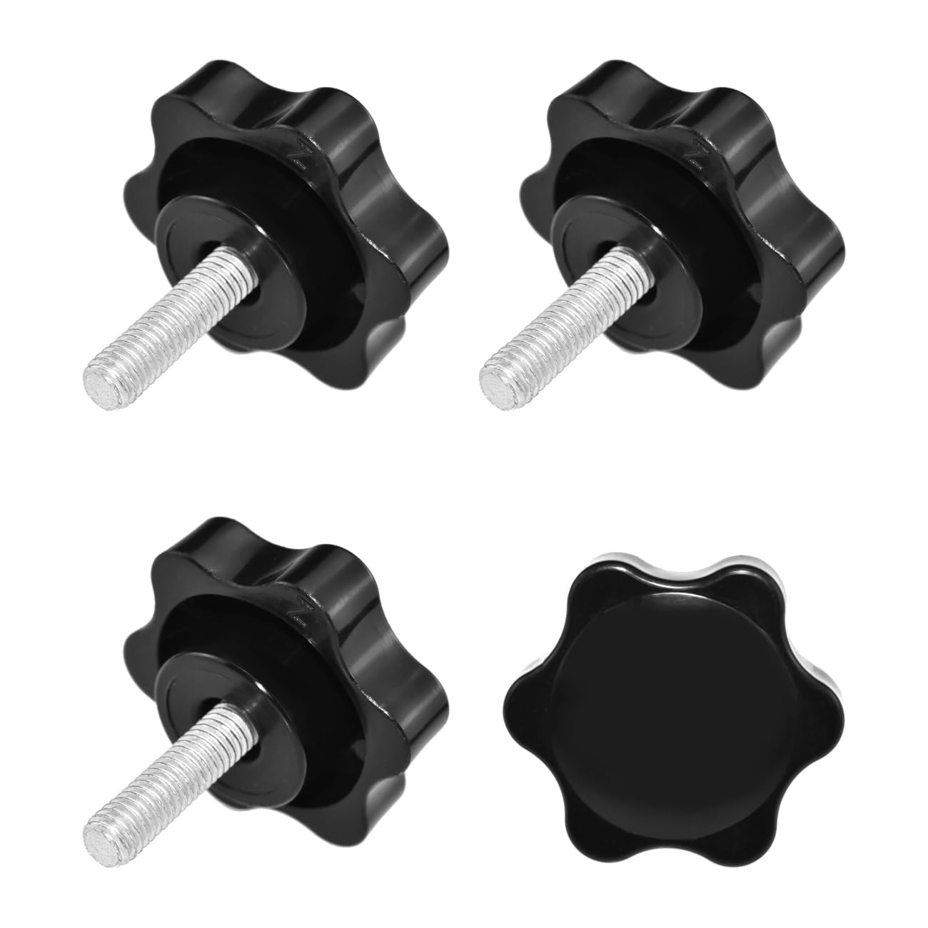 4 Pieces M6 X 20Mm Star Hand Knob, Black Plastic Hex Shaped Clamping Knob Handle