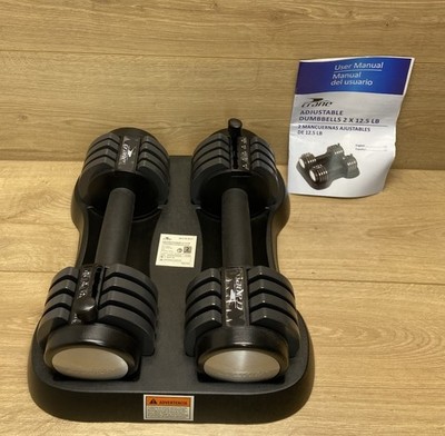 Crane Adjustable Dumbbells 2x12.5 lb Set w/ Storage Tray Stand UNUSED