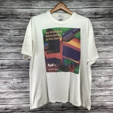 FedEx Shirt Mens XL White Technology Graphic Tee Employee Issued Y2K Vintage