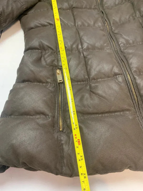 Zara Basic Down Feather Coat Jacket Small 8 Choco… - image 12