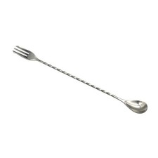 Long Spiral Handle Bar Spoon with Fork End Double Head Cocktail Mixing Stirrer