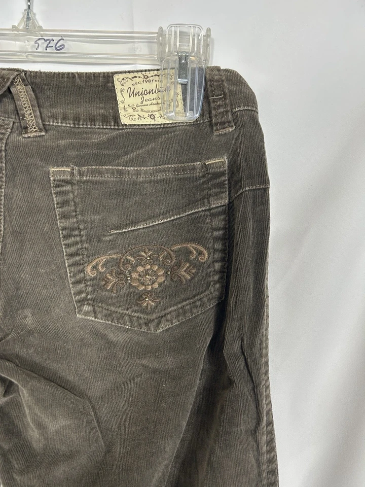 Calça de veludo marrom vintage Union Bay tamanho 3 cintura baixa alargamento anos 90 boho Y2K grunge - Imagem 4 de 4
