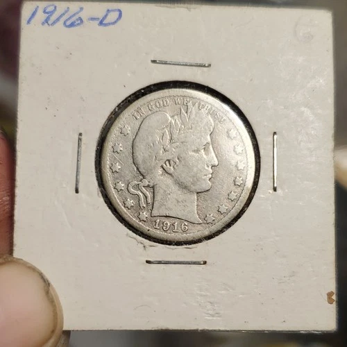 New Listing1916-D Barber Quarter 25C Denver Mint Circulated Uncertified US Coin