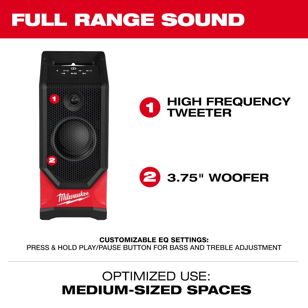 Parlante para obra Milwaukee 2954-20 M18 Bluetooth USB-C IP64, imagen 3