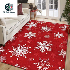 Christmas Rugs With Red Snowflake Living Room Washable Cam Rugs