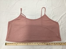 Waffle Knit PINK Cropped Tank Top SPEGHETTI STRAP 4XL