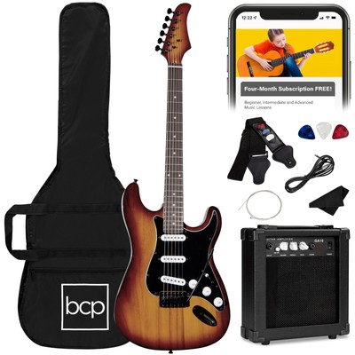 Best Choice Products Beginner Electric Guitar Kit Case 10W Amp Tremolo Bar 39in