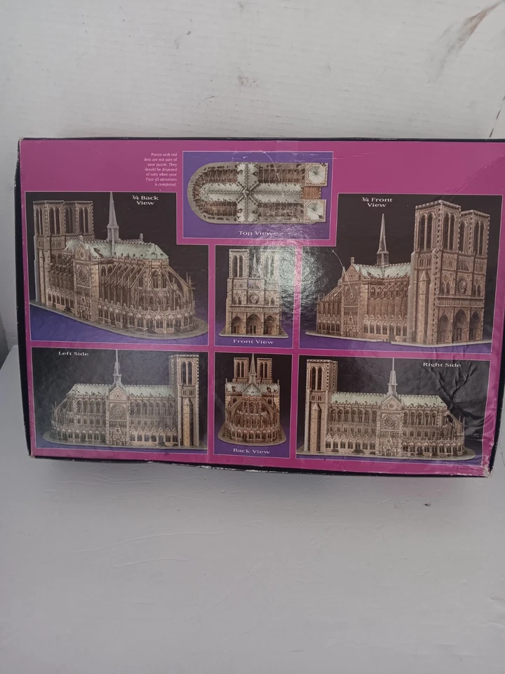 Головоломка 3D собор Нотр-Дам Париж Франция головоломка 952 шт. Милтон Брэдли полный комплект  - Изображение 2 из 4