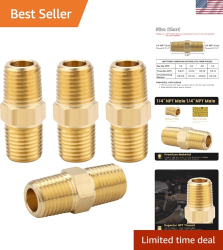 High-Quality 4-Pack Brass Hex Nipples 1/4 NPT - Easy Installation & Reliable