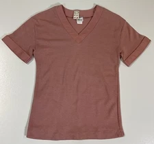 Vintage JcPenney Mod V Neck Top Sz S NWT Salmon Native 70s