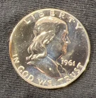 1961 Franklin Half Dollar Proof – Brilliant Mirror Finish – 90% Silver NO RESRV