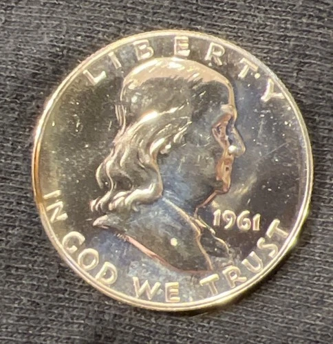 1961 Franklin Half Dollar Proof – Brilliant Mirror Finish – 90% Silver NO RESRV