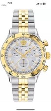 Versace VE2U00422 Hellenyium Chrono white silver gold Steel Men's Watch NEW