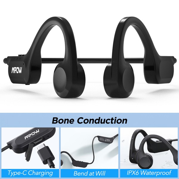 Alternate view of Mpow Waterproof Bone Conduction Headphones Wireless Bluetooth 5.3 Headset