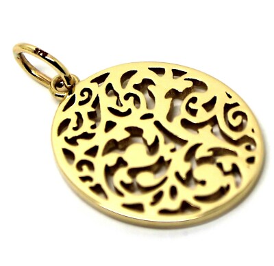 Kaedesigns Anhänger echt massiv 9 kt Gelbgold 375 mittel oval filigran Blume