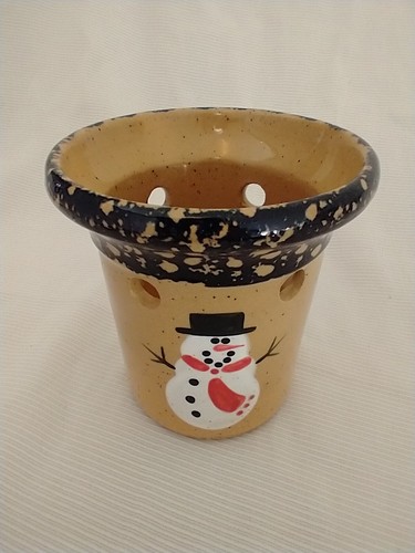 Vintage 1995 Pottery Bath & Body Snowman Winter Candle Luminary Tea Light - Picture 2 of 5