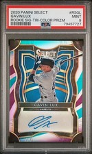 2020 Panini Select Prizm Gavin Lux RC Auto SP  /49 Tri-Color Dodgers PSA 9 Mint
