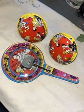 3 VTG Tin Rachet Noisemakers Party New Years US Metal Toy Mfg Co