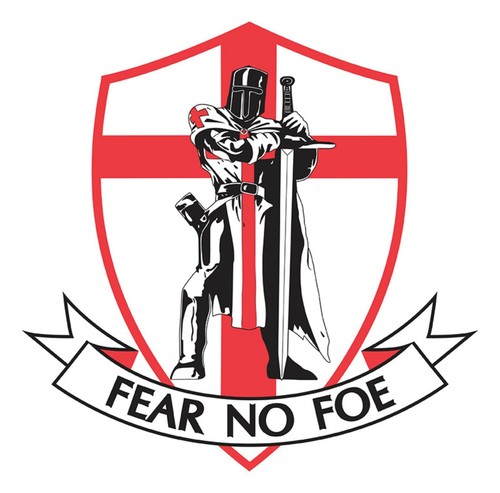 England T-Shirt - Warrior Fear No Foe - Crusader, St Georges Day, Patriotic Flag - Picture 3 of 3