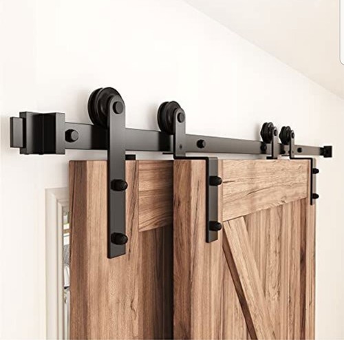 ZEKOO 6.6FT Single Track Bypass barn Door Hardware kit, Double Barn Door Hard...