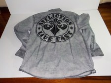 Affliction Shirt Mens XL Black Premium Long Sleeve Embroidered Gray Button