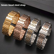 Seven beads arc stainless steel watch band strap solid metal bracelet 12mm-22mm