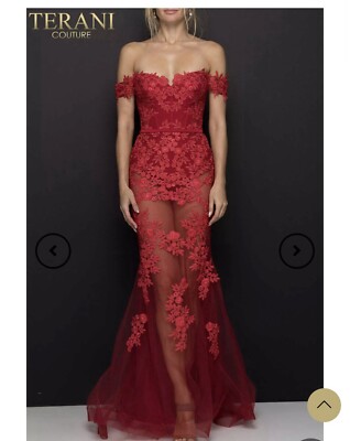 Terani Couture 2012P1471 Red Evening Prom Dress UK 10 US 6 New RRP £400