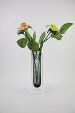 Vintage V. Nason C. Murano Italy Smoked Gray Clear Glass Vase With Label