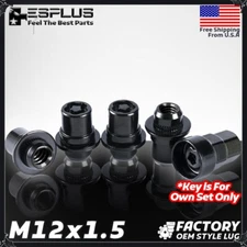 Black M12X1.5 OEM Wheel Lock + Key Mag/Flat Seat Fit Toyota/Lexus/Scion