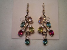 Christmas Light Bulb Earrings. Pave Crystal, Multi Color. Dangle/Drop 2.5"