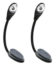 2 PACK Flexible LED Book Light Easy Clip On Reading Travel Battery Op Patriot