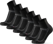 DANISH ENDURANCE Long Distance Running Socks, Quarter, Large, Black/Grey