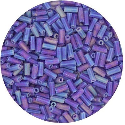 Czech Glass Bugle Beads 5mm Matt Red Rainbow