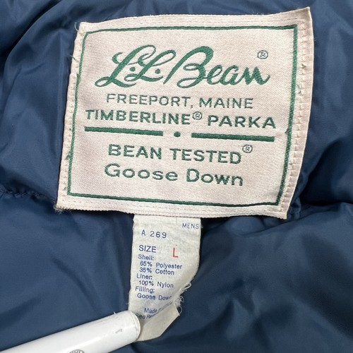 Vintage 80s 90s LL Bean Goose Down Timberline Parka Coat Men Large Coat Corduroy - Picture 8 of 11