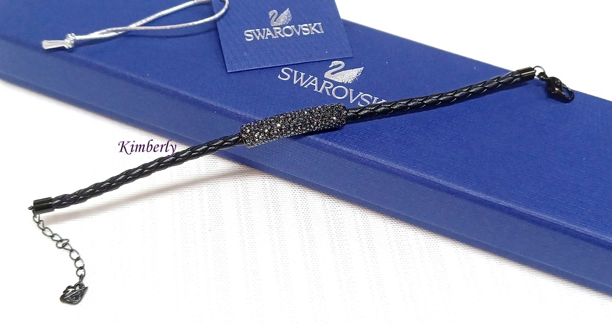SWAROVSKI ブレスレット ブラック スワロフスキー 箱付き未使用】SWAROVSKI スワロフスキー レザー ブレスレット