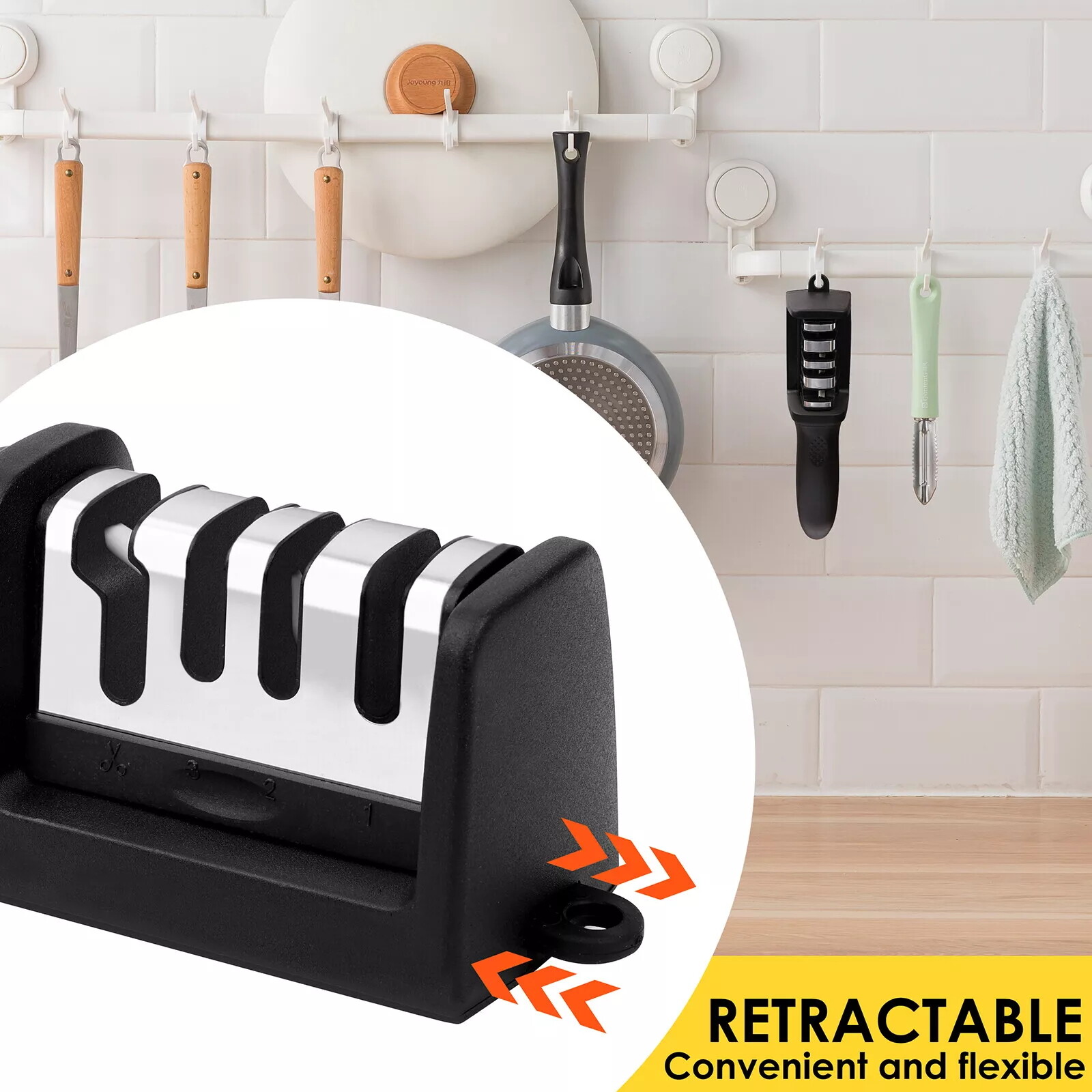 4 in1 Knife Sharpener 4-Stage Knife Sharpener for Ceramic &Steel Knives Scissors