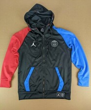 Jordan Paris Saint Germain PSG Black Full Zip Hoodie, Size Medium