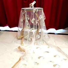 Net Heavy Dupatta White Party Wear Chunni Stole Scarf Sequence Work