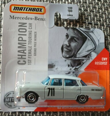 Matchbox Mercedes-Benz '62 220 SE Sedan Ewy Rosqvist 1st female Champion Neu