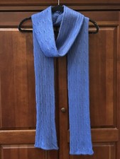 Ralph Lauren Rugby Royal Blue Cable Knit Scarf 110 X 5 Long