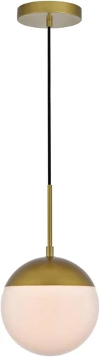 Living District Eclipse 1-Light Metal & Glass Pendant in Frosted White/Brass - Picture 6 of 6