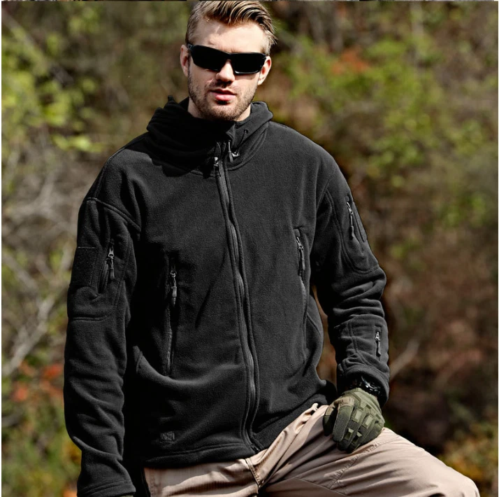 Men s Fleece Jacket Full Zip Up Tactical Outdoor Hiking Warm Work Coat
