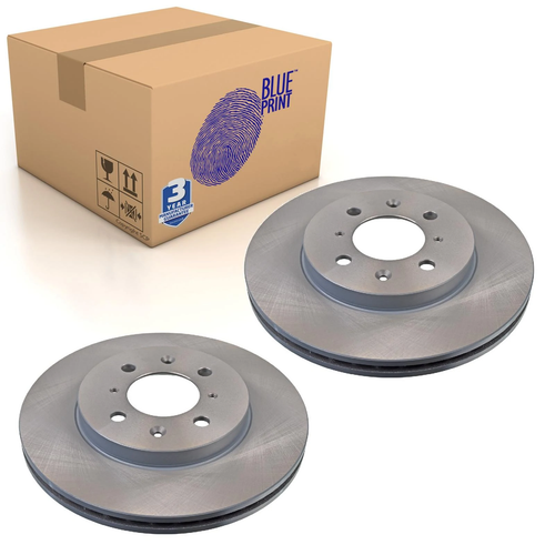 Pair of Front Brake Disc Fits Honda City Fit Jazz Blue Print ADH24392