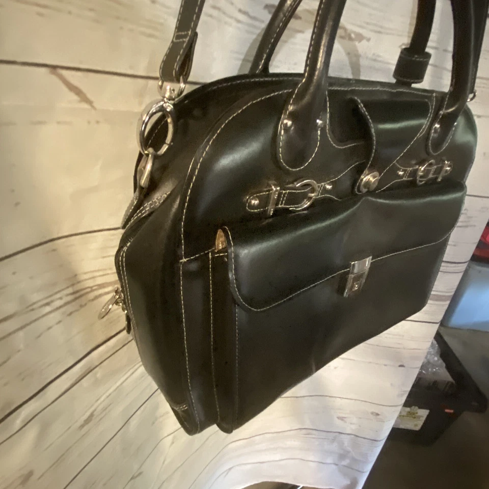 De colección McKlein Negro Imitación Cuero Maletín Laptop Bandolera Bolso de Hombro Unisex Foto 3 de 4