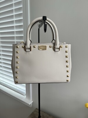 NWT Michael Kors Kellen Studded XS Saffiano Leather Satchel Bag In Ecru