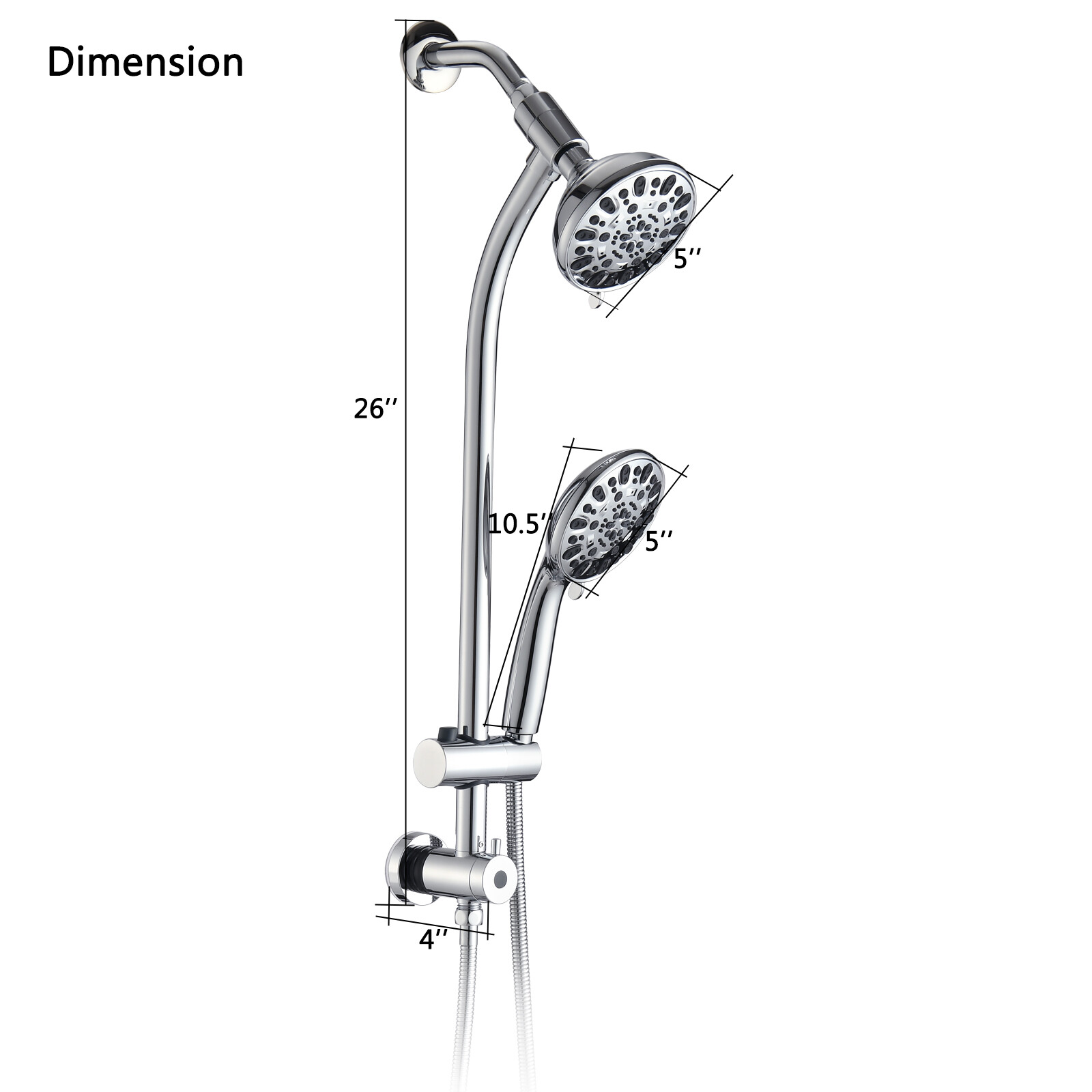 Shower Combo Set, Shower Head with Handheld Shower, Adjustable Height Slide Bar