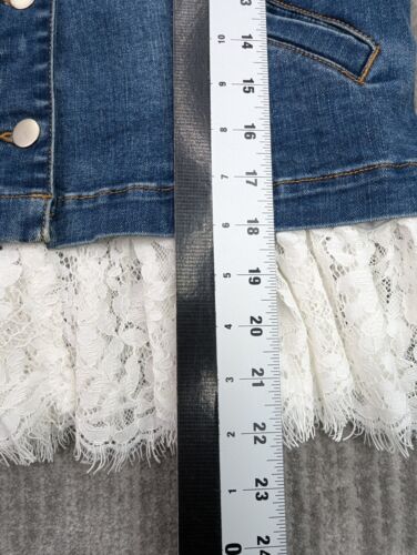 Charlie Paige Women's Size Medium Trucker Jacket Blue Denim Lace Bottom NWT - Picture 12 of 14